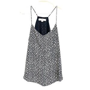 2/$30 Loft - Navy & White Geometric Print Spaghetti Strap Tank Top – Size M